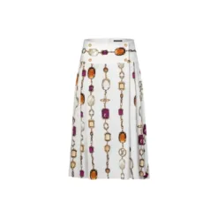 Necklace Print Midi Skirt
