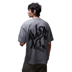 AllSaints Orlando back print t-shirt in metallic grey