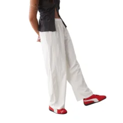 COLLUSION relaxed woven balloon pant with linen in white - WHITE
