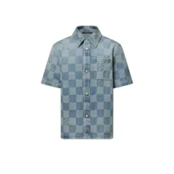 Damier 3D Light Denim Short-Sleeved Shirt